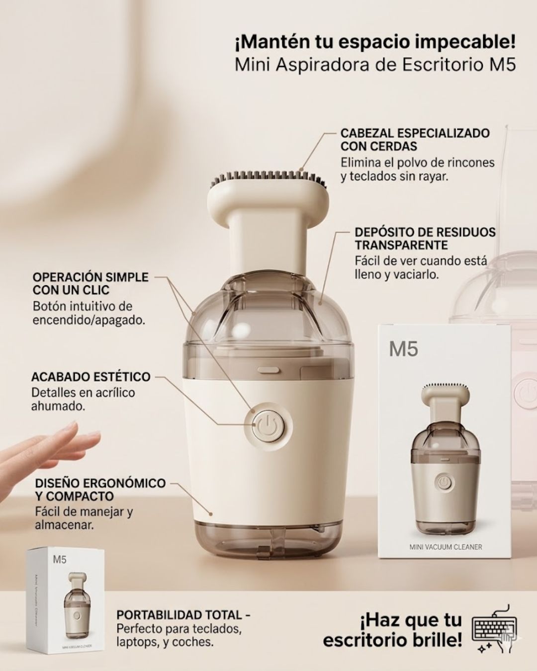 Mini aspiradora de escritorio